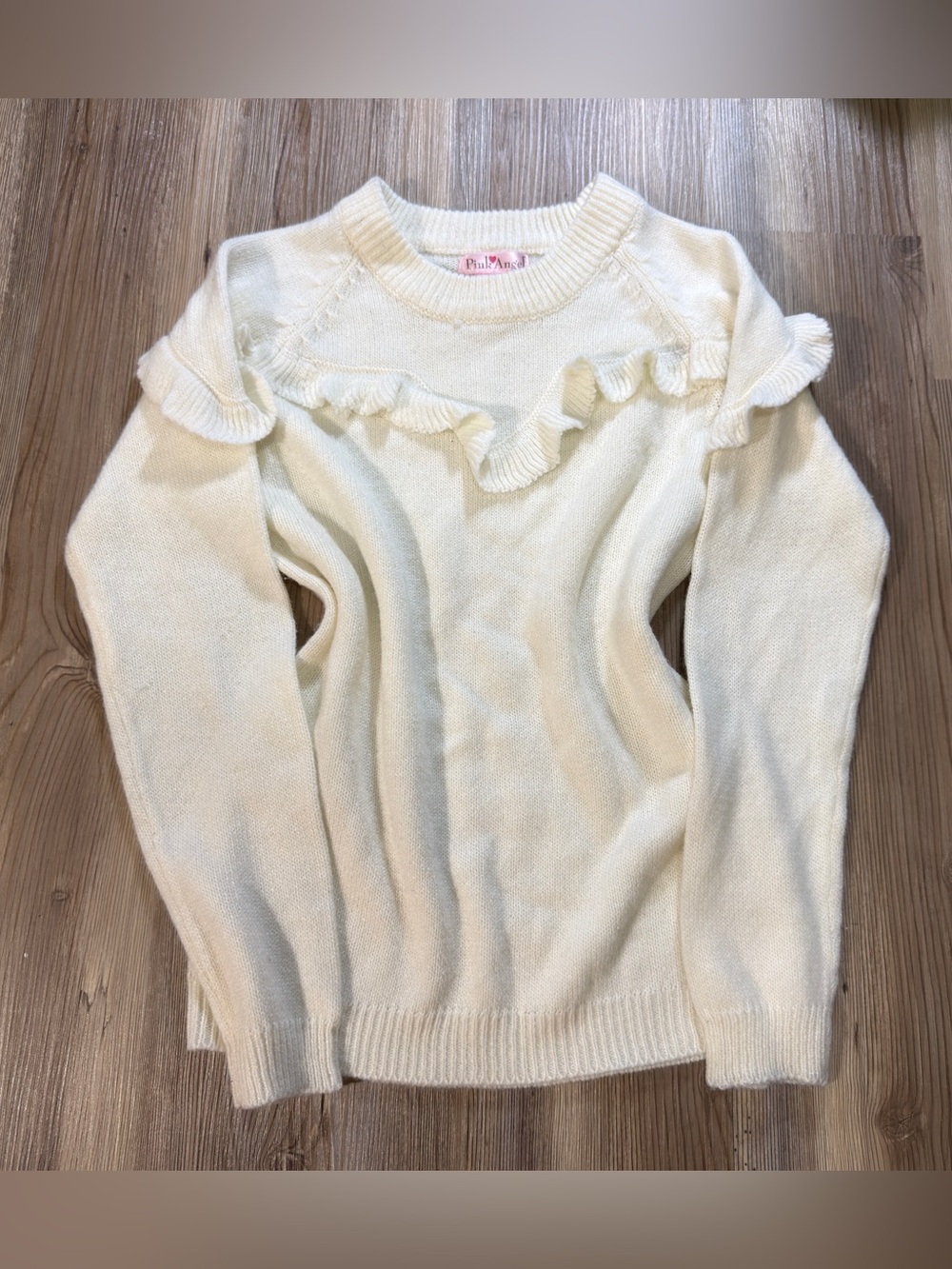 y2k indie women’s pink angel coquette cream white sweater size xl